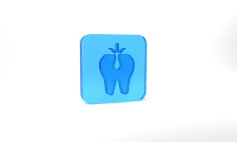Blue Broken tooth icon isolated on grey background. Dental problem icon. Dental イラスト素材