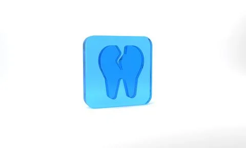 Blue Broken tooth icon isolated on grey background. Dental problem icon. Dental Stockillustratie