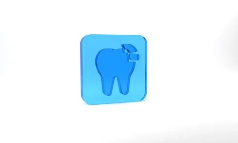 Blue Broken tooth icon isolated on grey background. Dental problem icon. Dental Stockillustratie