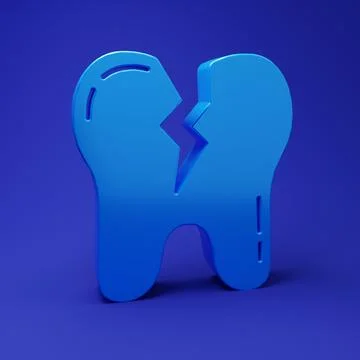 Blue Broken tooth icon isolated on blue background. Dental problem icon. De.. イラスト素材
