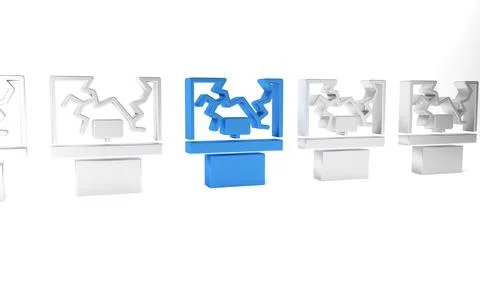 Blue Broken window icon isolated on white background. Damaged window. Beate.. Ilustración de archivo