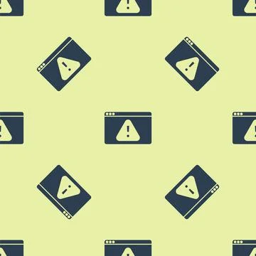 Blue Browser with exclamation mark icon isolated seamless pattern on yellow 스톡 일러스트