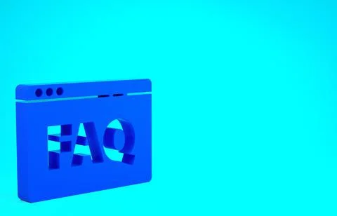 Blue Browser FAQ icon isolated on blue background. Internet communication pro 库存插图
