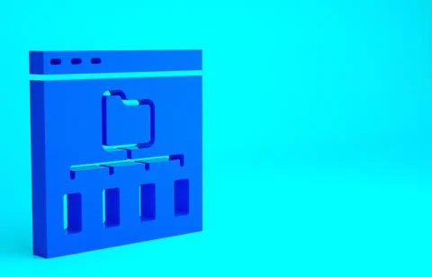 Blue Browser files icon isolated on blue background. Minimalism concept. 3d i Stock Illustration