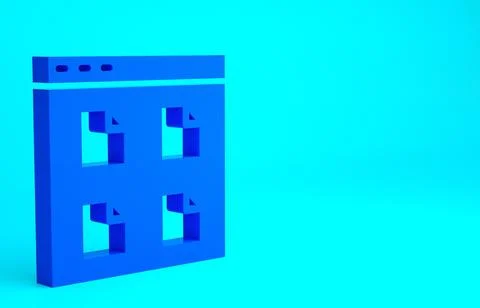 Blue Browser files icon isolated on blue background. Minimalism concept. 3d i Stock Illustration