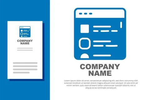 Blue Browser files icon isolated on white background. Logo design template Stock Illustration