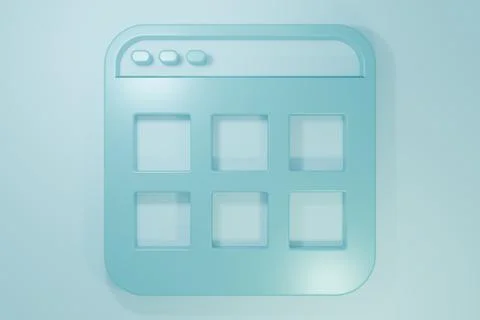 Blue Browser files icon isolated on blue background. Minimalism concept. 3D.. Stock Illustration