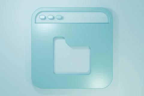 Blue Browser files icon isolated on blue background. Minimalism concept. 3D.. Stock Illustration