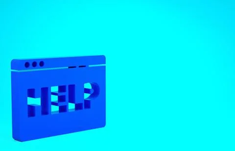 Blue Browser help icon isolated on blue background. Internet communication pr 库存插图