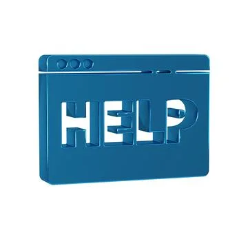 Blue Browser help icon isolated on transparent background. Internet communi.. Illustrazione stock