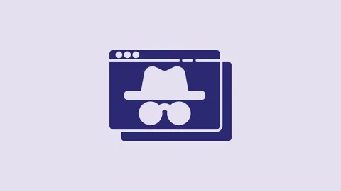 Blue Browser incognito window icon isolated on purple background. 4K Video Stock Footage 232799288