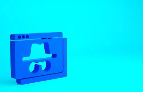Blue Browser incognito window icon isolated on blue background. Minimalism co Stock Illustration