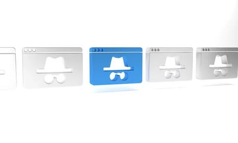 Blue Browser incognito window icon isolated on white background. Minimalism.. Stock Illustration