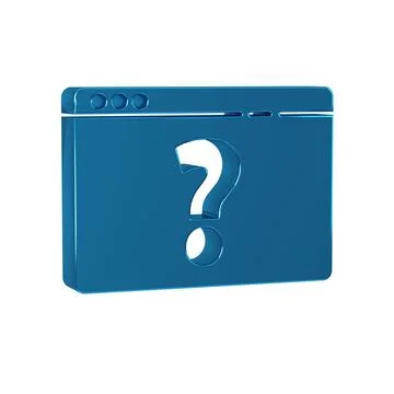 Blue Browser with question mark icon isolated on transparent background. In.. Illustrazione stock