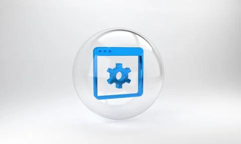 Blue Browser setting icon isolated on grey background. Adjusting, service, ma Stock Illustration