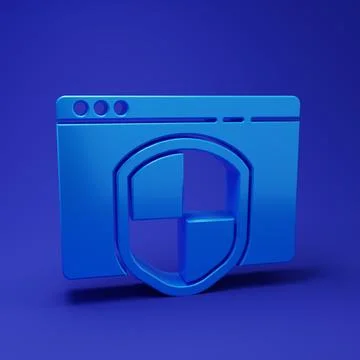 Blue Browser with shield icon isolated on blue background. Security, safety.. Stock Illustration