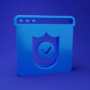Blue Browser with shield icon isolated on blue background. Security, safety.. Stock Illustration