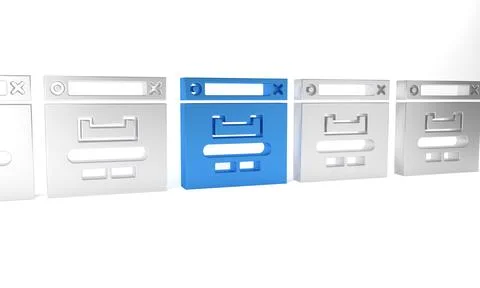 Blue Browser window icon isolated on white background. Minimalism concept. .. Stock Illustration