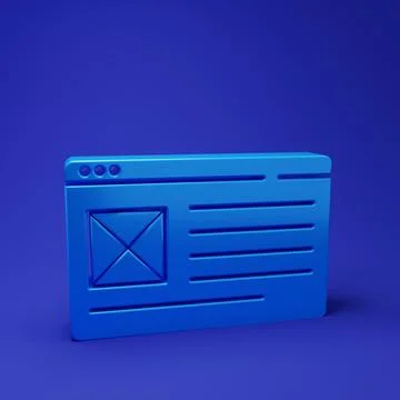 Blue Browser window icon isolated on blue background. Minimalism concept. 3.. 库存插图