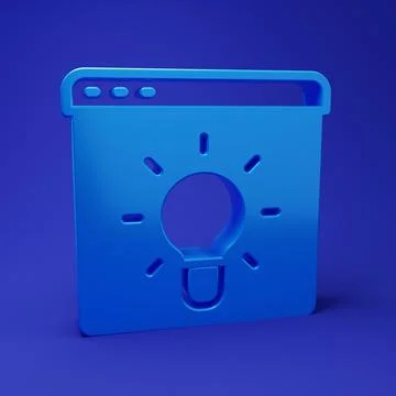 Blue Browser window icon isolated on blue background. Minimalism concept. 3.. Illustrazione stock