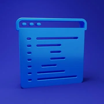 Blue Browser window icon isolated on blue background. Minimalism concept. 3.. Illustrazione stock