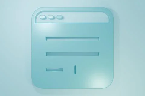 Blue Browser window icon isolated on blue background. Minimalism concept. 3.. Illustrazione stock
