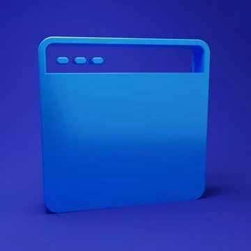 Blue Browser window icon isolated on blue background. Minimalism concept. 3.. Stock Photos