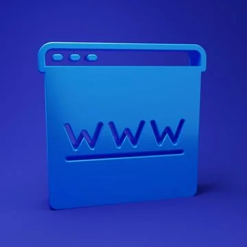Blue Browser window icon isolated on blue background. Minimalism concept. 3.. Stock Photos