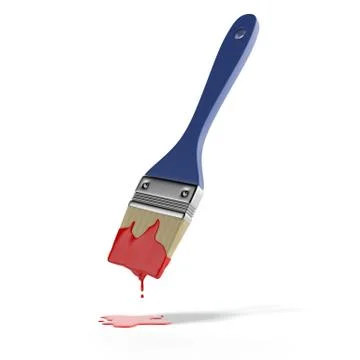 Blue brush with red paint Stock-Illustration