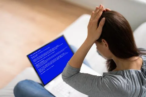 Blue BSOD Error At Computer Stock Photos