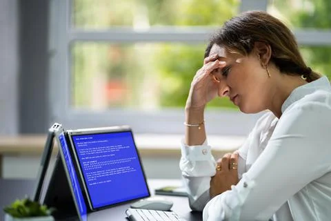 Blue BSOD Error At Computer Stock Photos