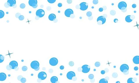 Blue bubble and shine border on white background, suds pattern 스톡 일러스트