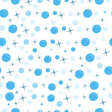 Blue bubble and shine seamless pattern on white Illustrazione stock