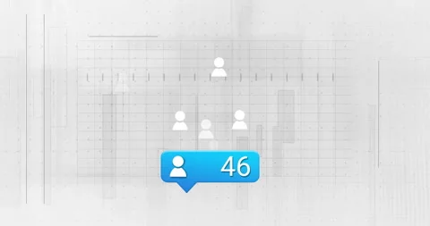 Blue bubble emerging driving count updating and icons rising over shifting bars, Stock Footage 314656523