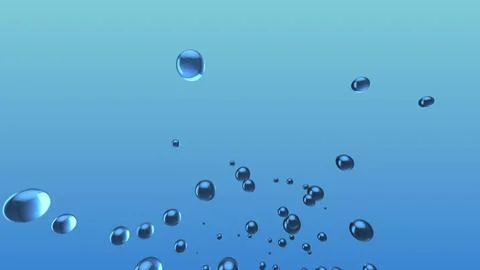 Blue bubble floating in clear sparkling water Stock Illustration