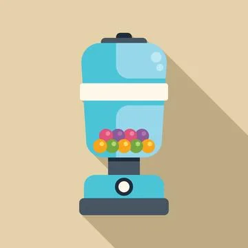 Blue bubble gum machine dispensing colorful chewing gum balls Stock Illustration