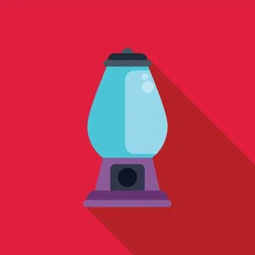 Blue bubble gum vending machine casting a shadow on a red background Illustrazione stock