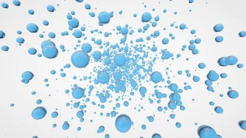 Blue bubble oil on white background. Flying abstract spheres or water blobs o イラスト素材