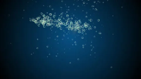 Blue bubble particle crash animation Stock Footage 174570546
