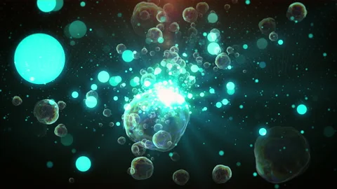 Blue bubble particle loop animation Stock Footage 171893543