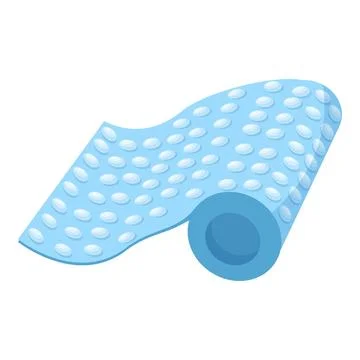 Blue bubble wrap roll unwinding for packing Stock Illustration