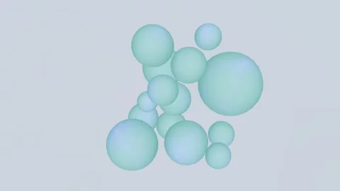 Blue bubbles appear on the screen and gather smoothly in the center. Video stock 302166193