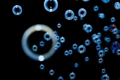 Blue bubbles background Stock Photos