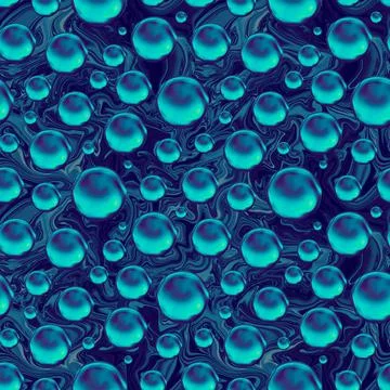 Blue Bubbles on Dark Fluid Abstract Background Stock Illustration
