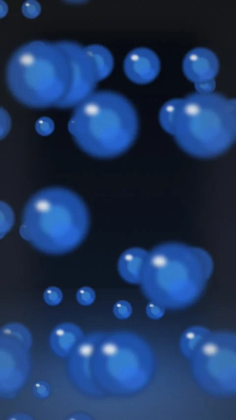 Blue bubbles floating on dark background. 2d animation Stock-Footage 345712904