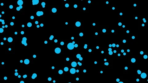 Blue bubbles fly up, round motion elements isolated on black background Video stock 246375693