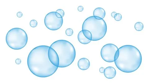 Blue bubbles flying in air or under water. Stock Illustration
