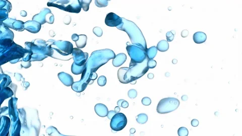 Blue bubbles of hypochlorous acid moving in circles in water Stock Footage