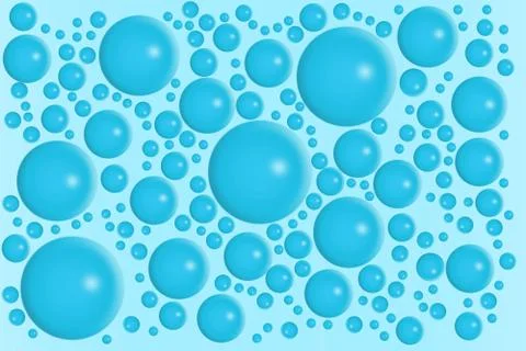Blue bubbles on same color gradient background. Water molecules or abstract r Stock Illustration