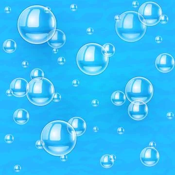 Blue bubbles seamless pattern background Stock Illustration